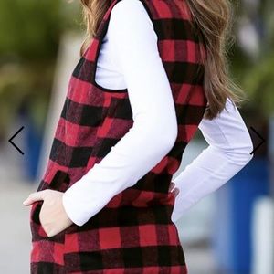 Black and red checkered vest